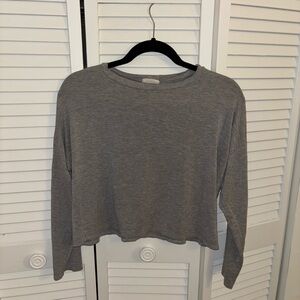 Classic Soft Gray Long Sleeve Cropped Women's Top